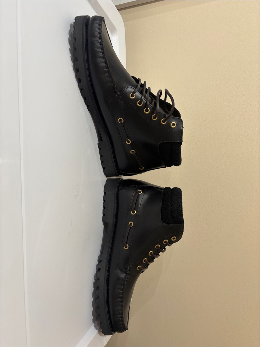 Barbour Black Leather Chukka Moc Toe Lace-Up Boots - Picture 7 of 7